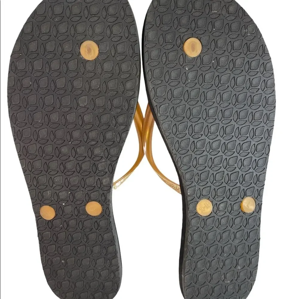 Reef black gold glitter sandals size 10-11 New without tag